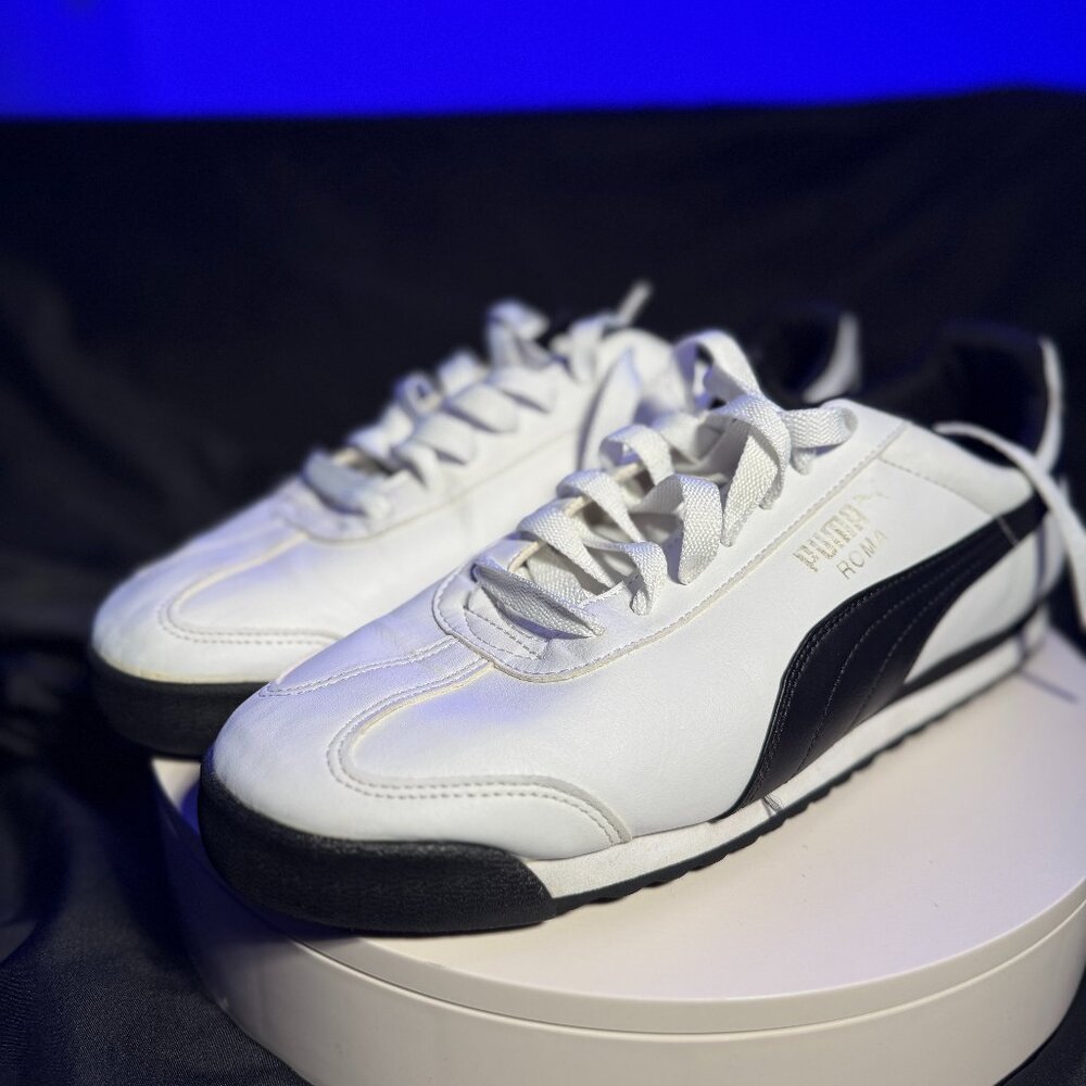 Men's Puma Roma Classic white, In-soles removed, Size 12, Cond 6/10